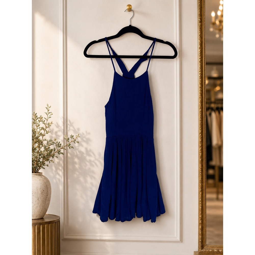 Altar'd State Navy Blue Strappy Fit & Flare Mini Dress Size Small